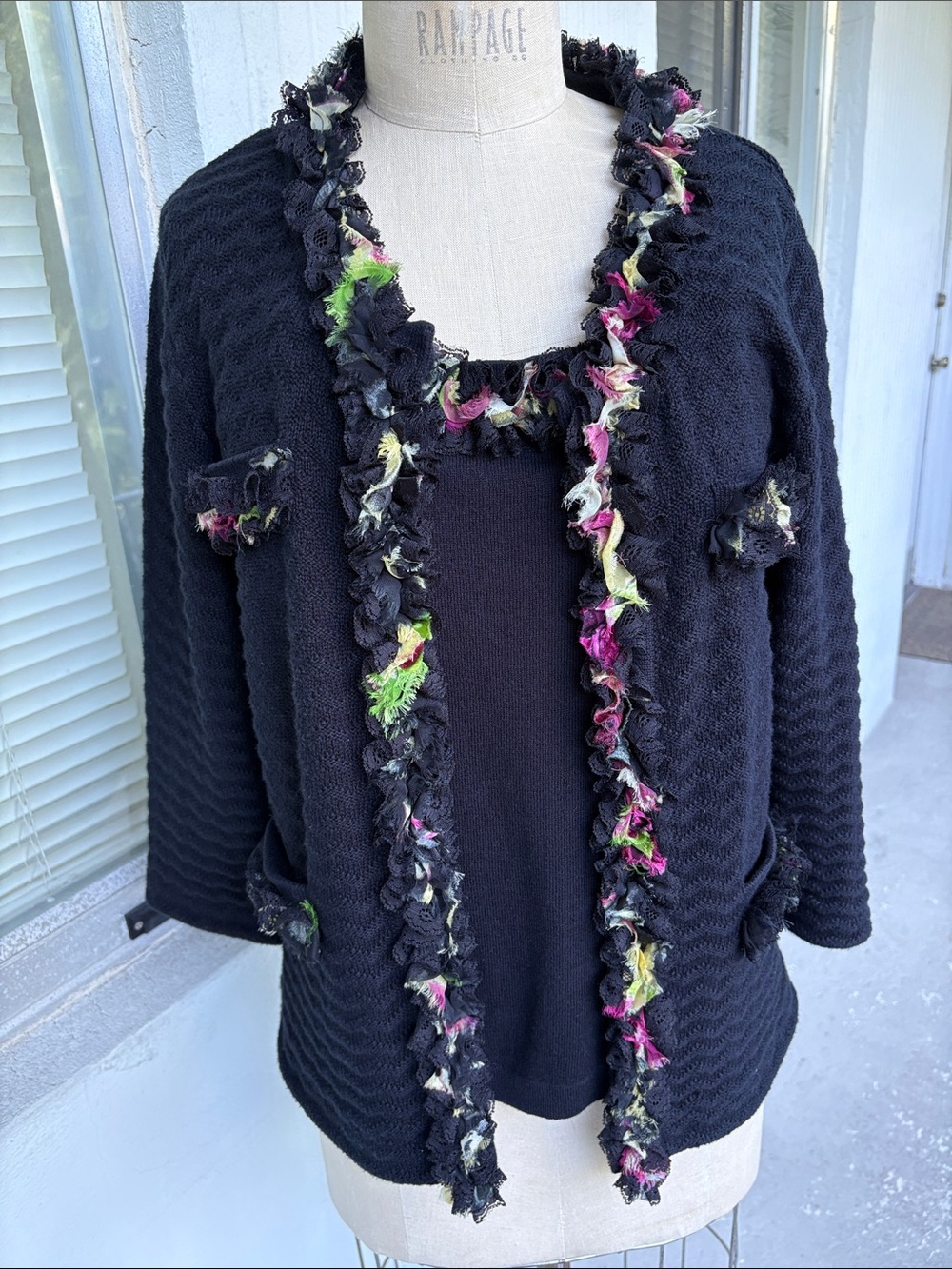 Vintage Michael Simmons floral ruffle two-piece set